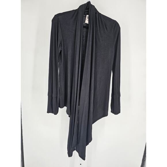 Vtg Y2K S-Twelve S-12 Cardigan Sweater Black Waterfall Neckline Sz M - Picture 1 of 4